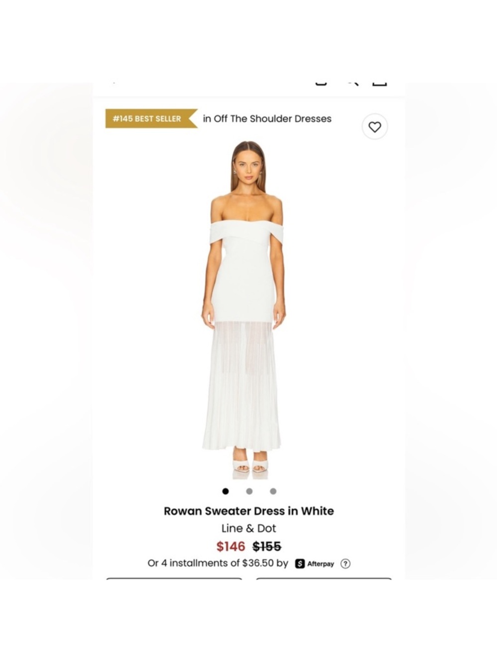 Line & Dot One-Shoulder White Maxi Dress